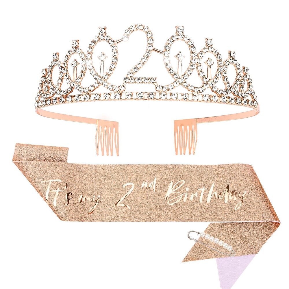 9038 2nd Birthday Crown and Sash, It's My 2 Bday Sash, 2nd Birthday